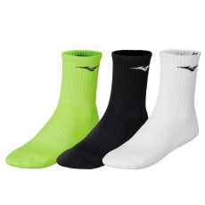 Mizuno Training 3P Socks / White/Black/Neolime