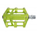Pedály BMX-DH EXUSTAR E-PB525-AG Alu CNC průmyslová ložiska barva zelená Cr-Mo osa-vyměnitelné piny hmotnost 358g
