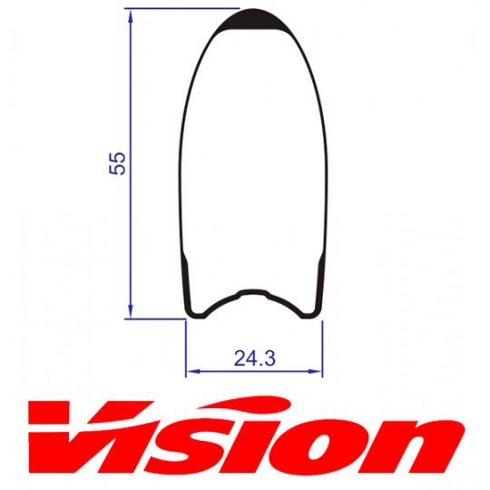 VISION přední ráfek METRON 55 RB TUBULAR 18H Sandblast