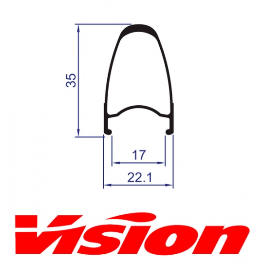 VISION přední ráfek TRIMAX 35 Carbon 16H  w/oLog